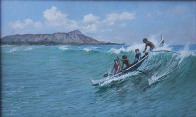 Canoe Surfing, Waikiki by D. Howard Hitchcock